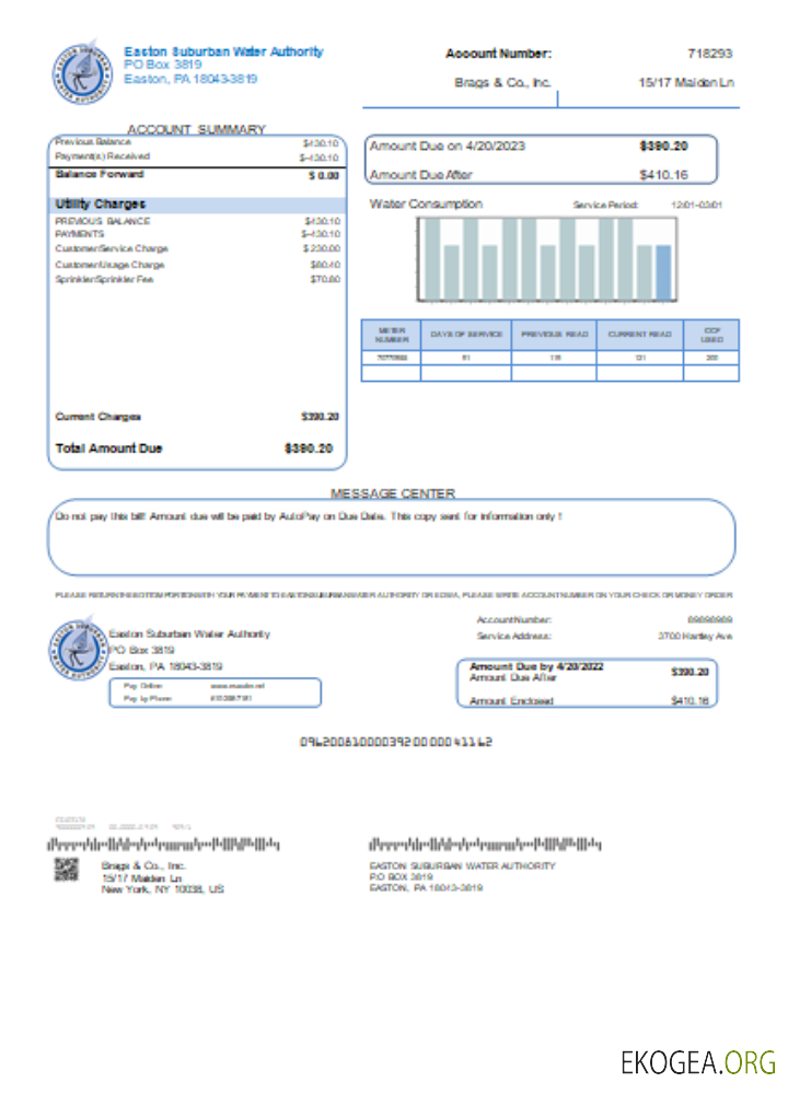 Projet de loi sur les services publics de l'Easton Suburban Water Authority, SCR